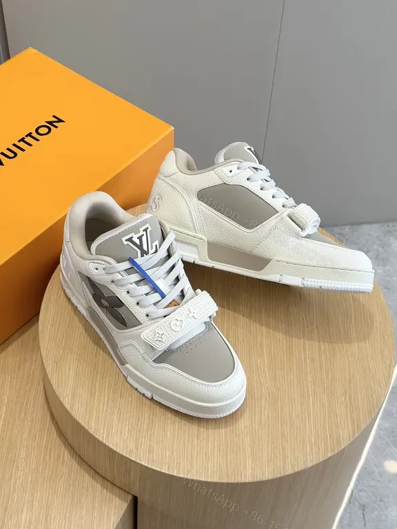 View 8 of White & Gray LV-Inspired Runner: Luxe Texture, Bold Details Sneaker