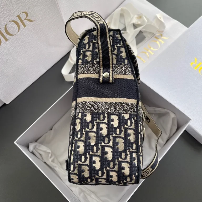 View 4 of Navy Cream Monogram Messenger: Dior-Inspired Luxury Crossbody