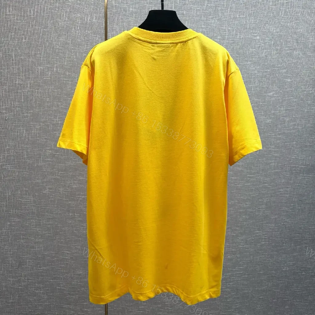 View 10 of Yellow Cotton T-Shirt with Dracula Print, Dior Brand Style, Graphic Tee