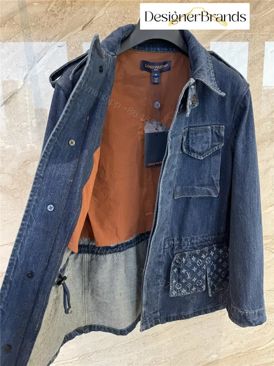 View 9 of Dark Indigo Denim Explorer Jacket: Monogram Detail, Structured Style