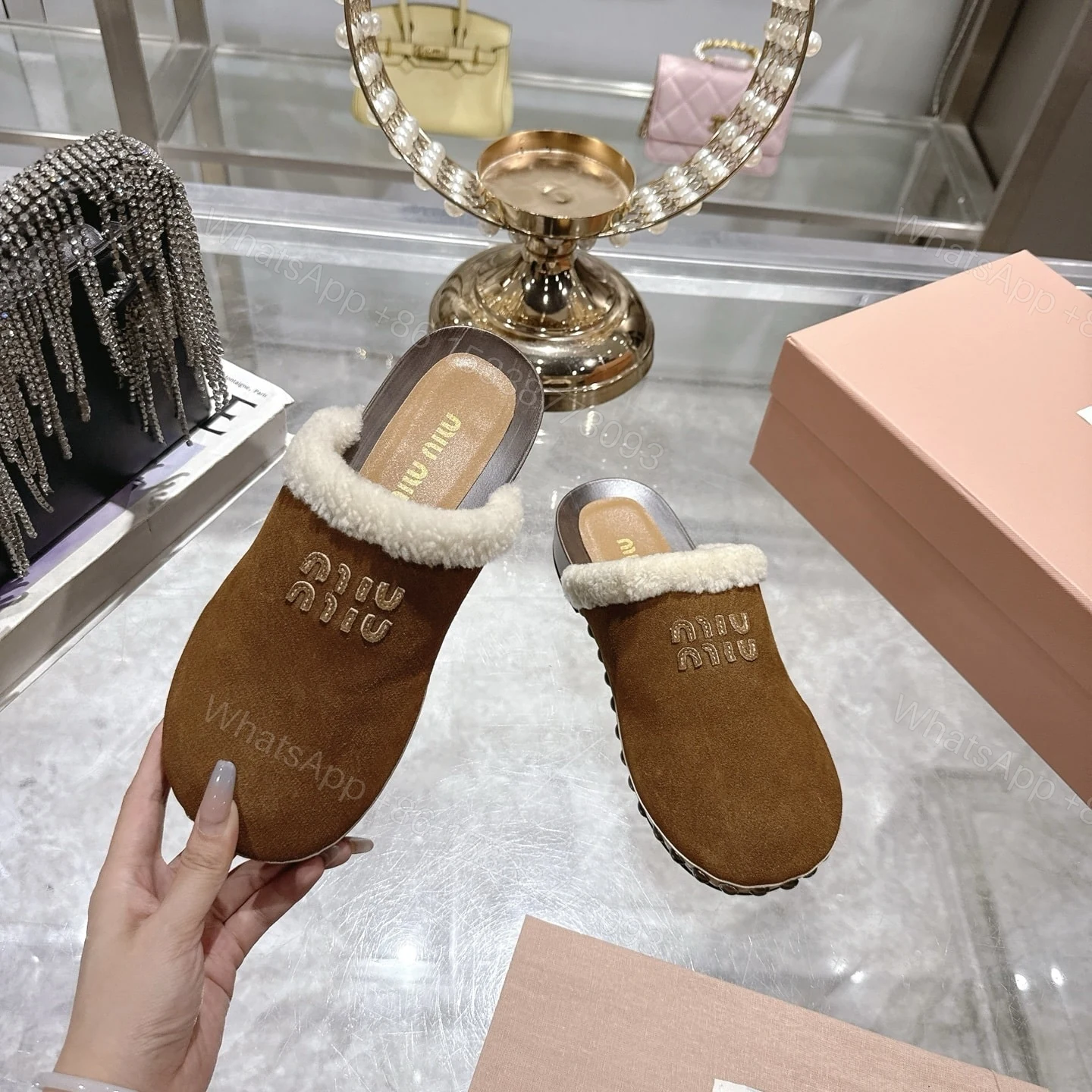 View 5 of MIUMIU SUEDE CLOGS COCOA BROWN 5Z504E Z0G F0324 F ZF30