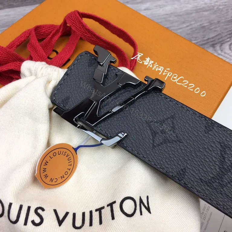 View 7 of Black Calf LV Monogram Belt - Timeless Luxury Belt