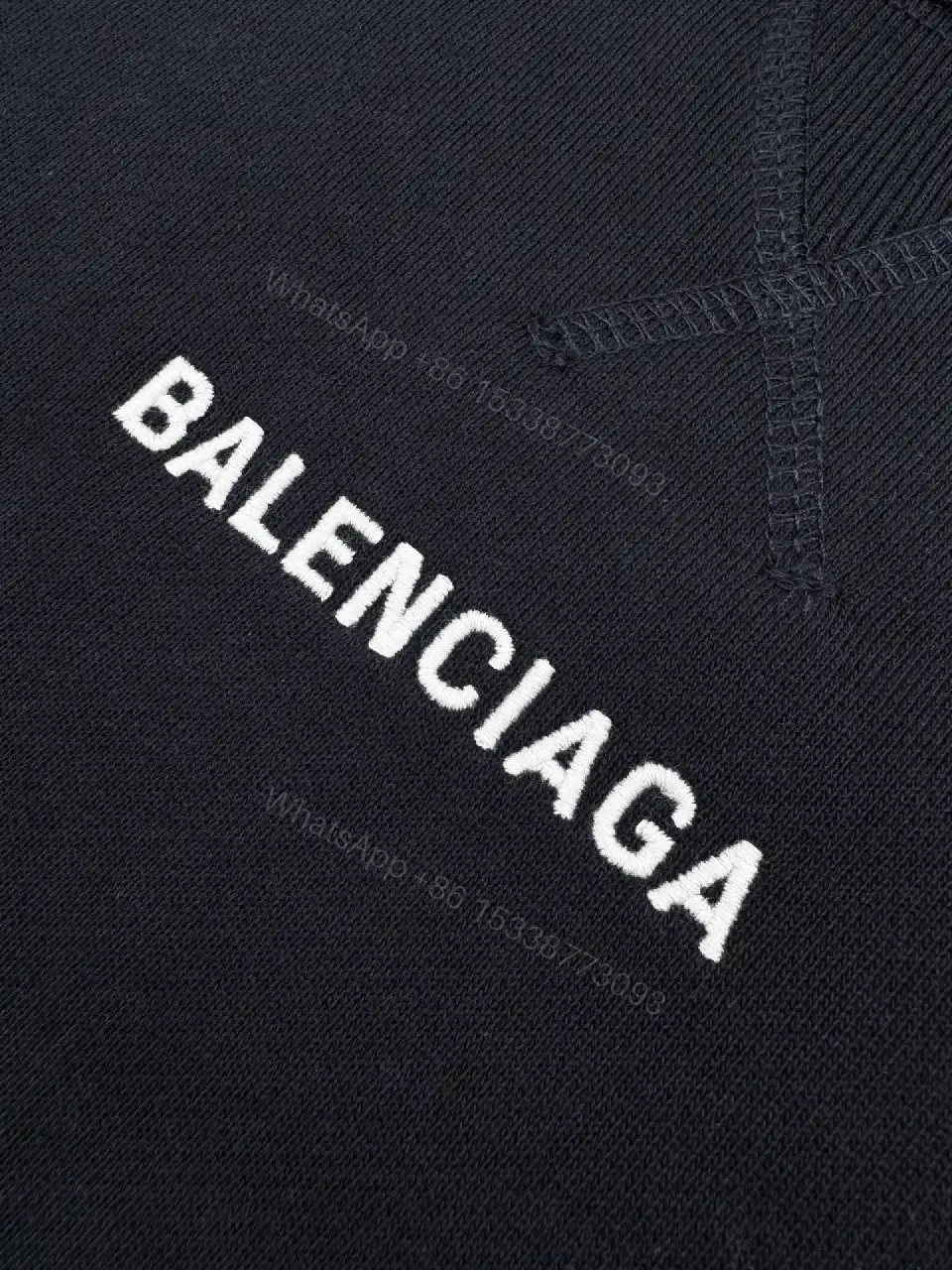 View 3 of Black Cotton Minimalist Logo Collar Sweatshirt