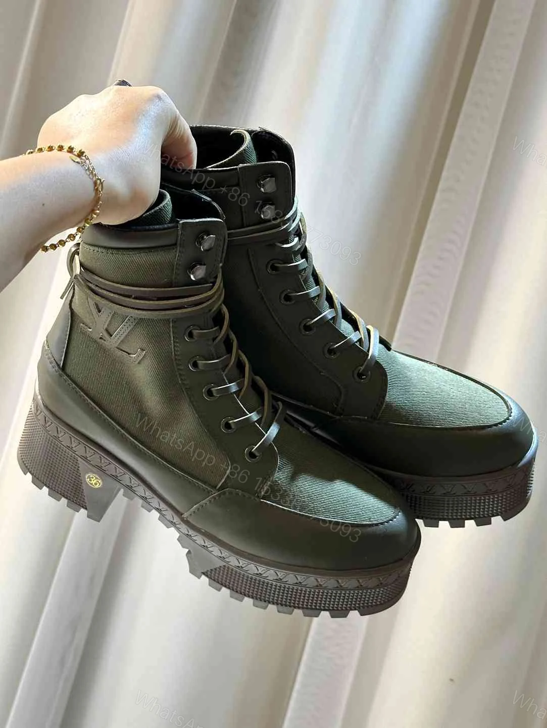 View 2 of LOUIS VUITTON LAUREATE PLATFORM DESERT BOOT KAKI GREEN 1AC7S9