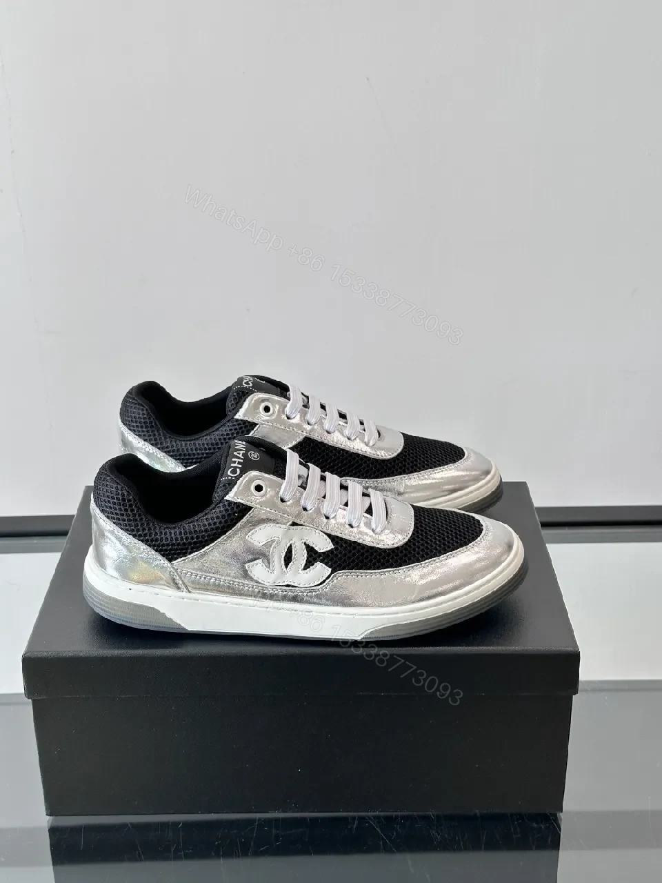 Chunky Metallic Sneaker + Leather + Streetwear + Luxe Shine + Sneaker — view 1