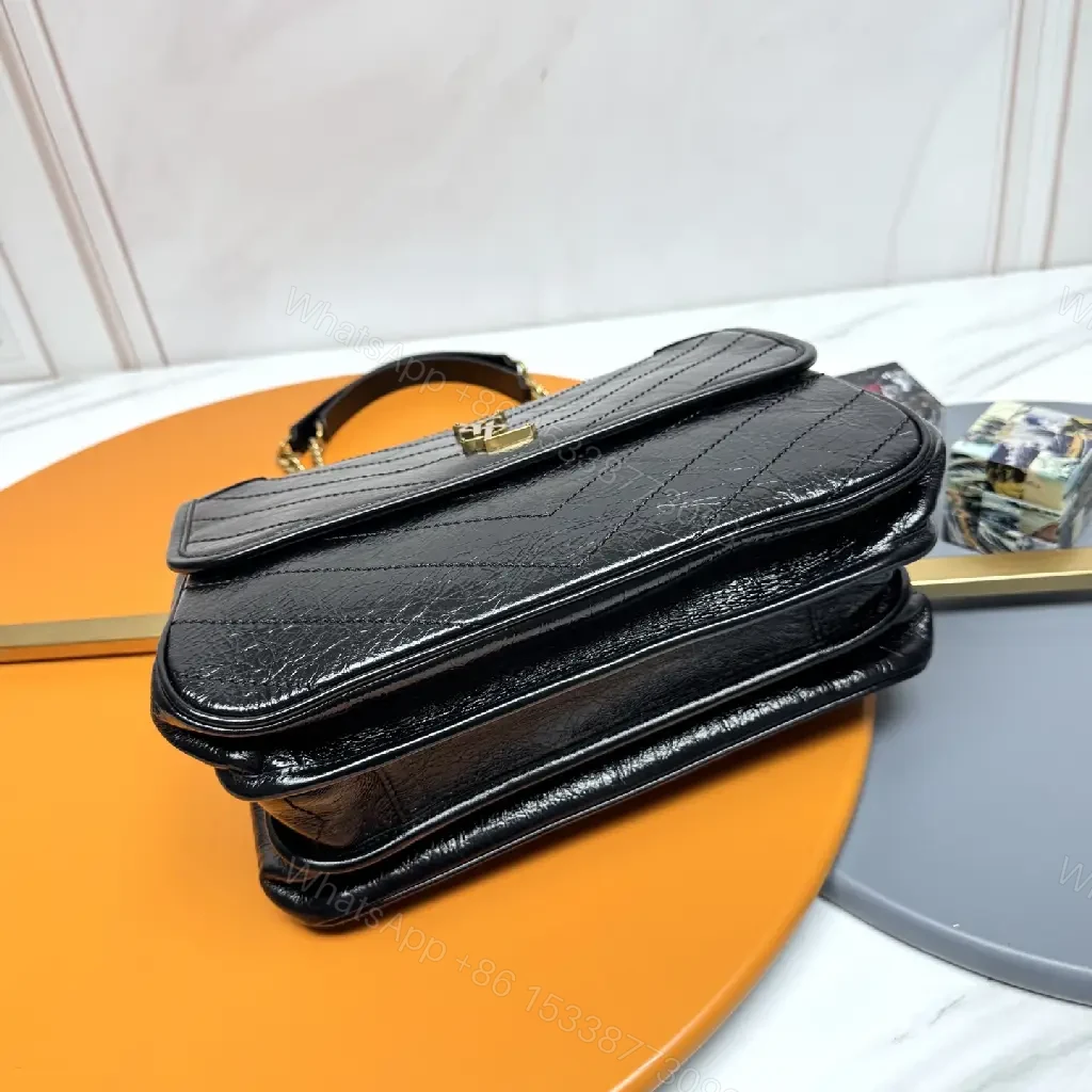 View 10 of Chic Black Quilted Leather Shoulder Bag with Gold Hardware