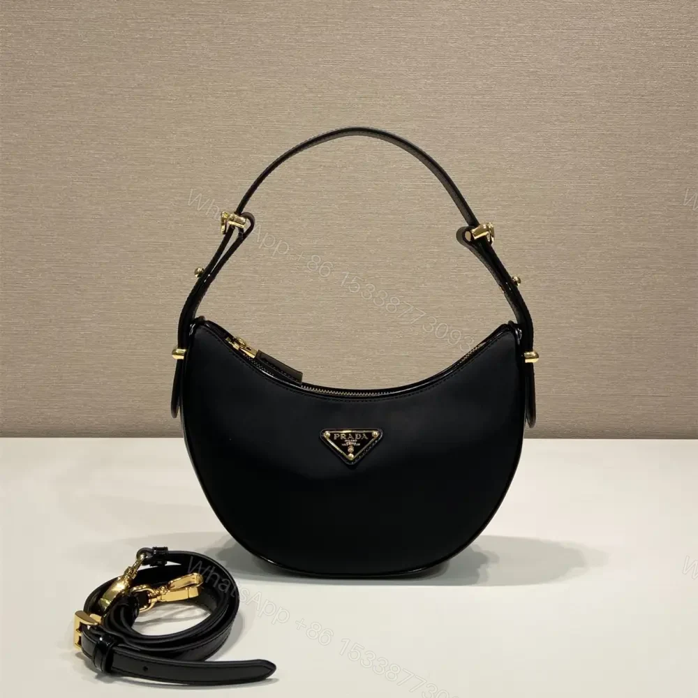 高仿Prada*Arque系列1BC194半月單肩包黑色免檢版 — view 1
