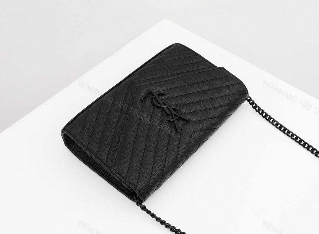 View 8 of CASSANDRE ENVELOPE CHAIN WALLET IN GRAIN DE POUDRE