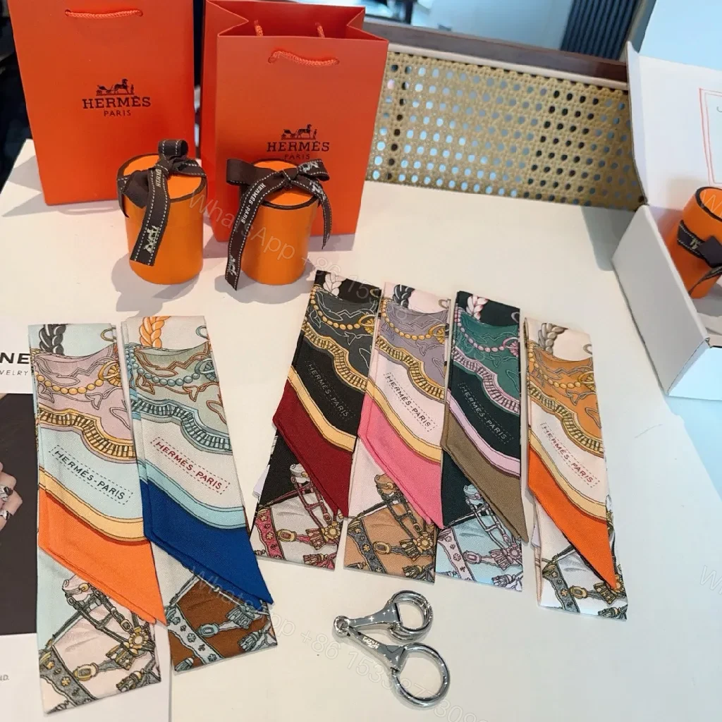 View 7 of Colorful Silk Scarf & Round Accessory Set: Luxe Patterned Trio