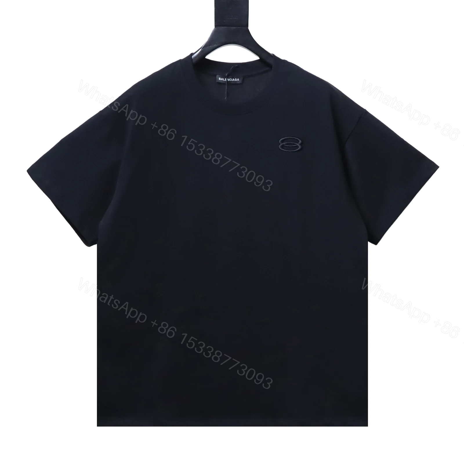 Balenciaga Clothes Double Ring Appliqué Embroidered Short-Sleeve T-Shirt black — view 2