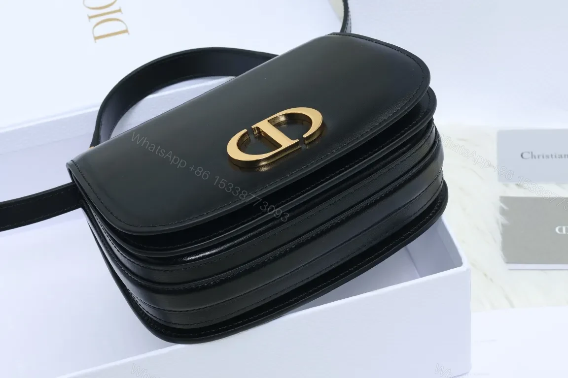 View 4 of Premium Black Leather Shoulder Bag with Gold Hardware - Modern Chic