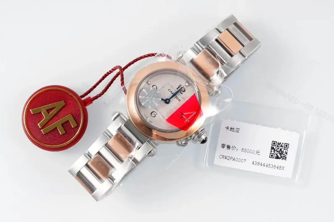 View 3 of JF Factory Cartier Pasha de Cartier Women’s Watch – Two-Tone Stainless Steel and Rose Gold, 30mm, White Dial, Quick-Release Stainless Steel and Calf Leather Straps, Swiss Quartz Movement Cal.157