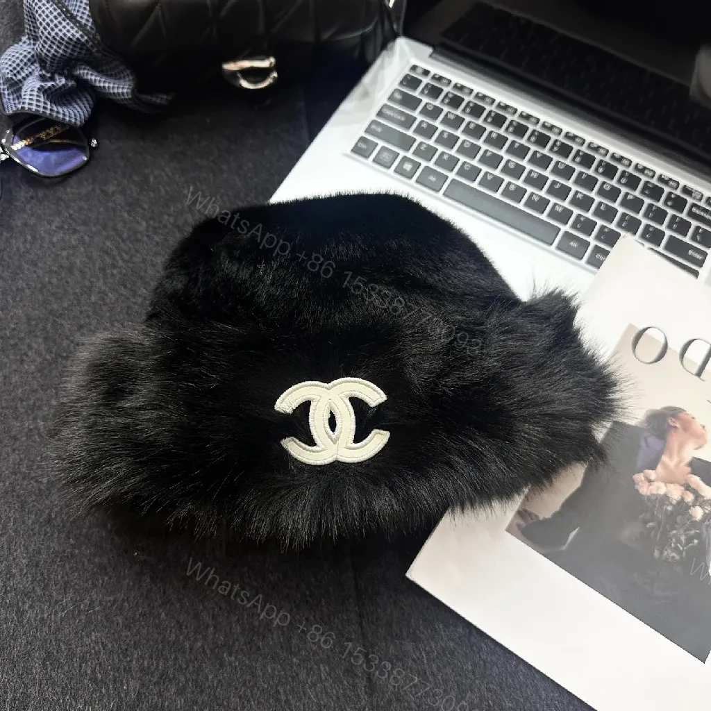 View 6 of Lux Faux Fur Trim Beanie: Timeless Softness & Subtle Logo Accent