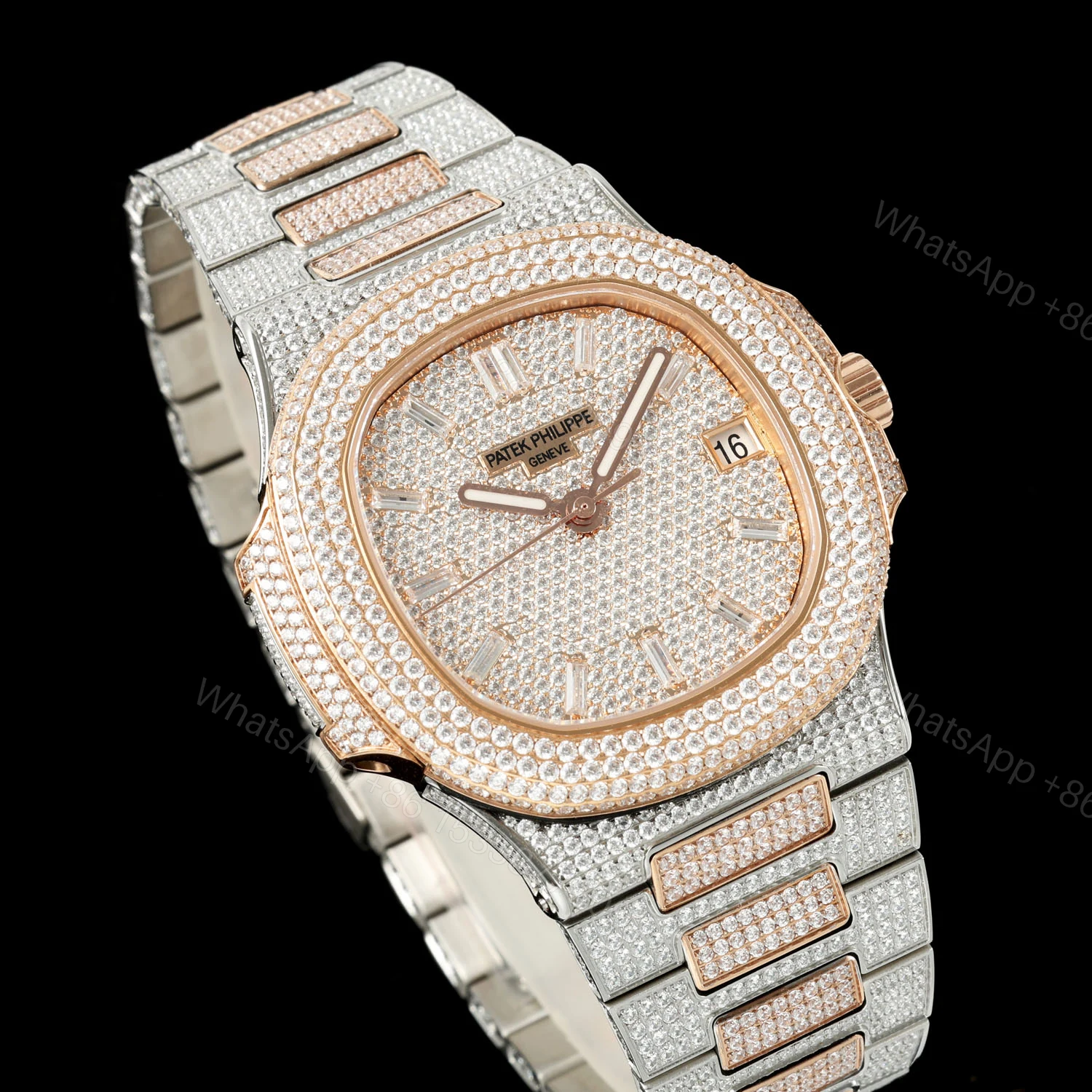 View 4 of Patek Philippe Nautilus 5711 BD1 Full Diamond Pavé Watch 40mm Premium Edition AMG-PP-BD1-5711-2600-PREMIUM