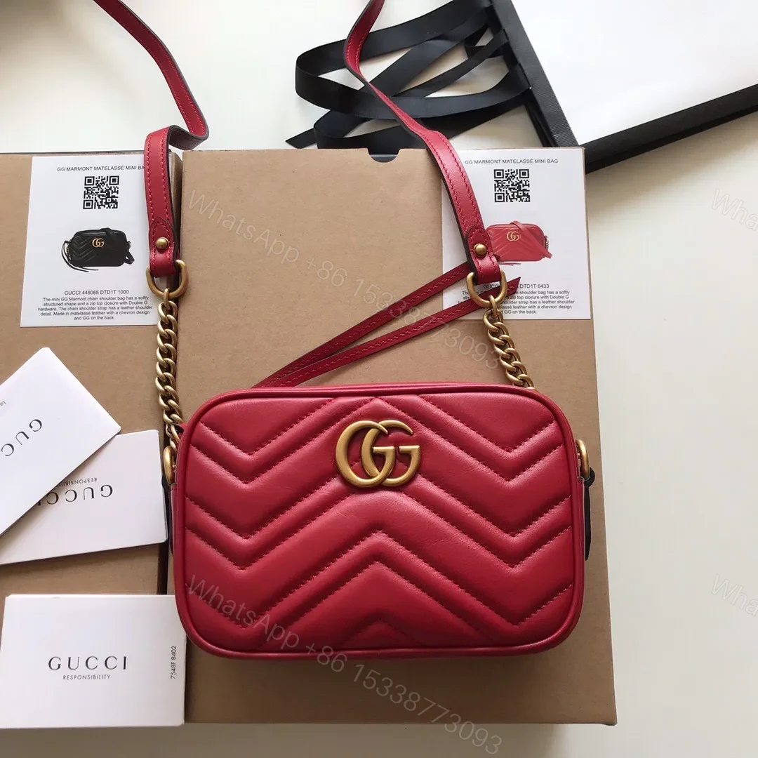GUCCI Calfskin Matelasse Mini GG Marmont Chain Shoulder — view 1