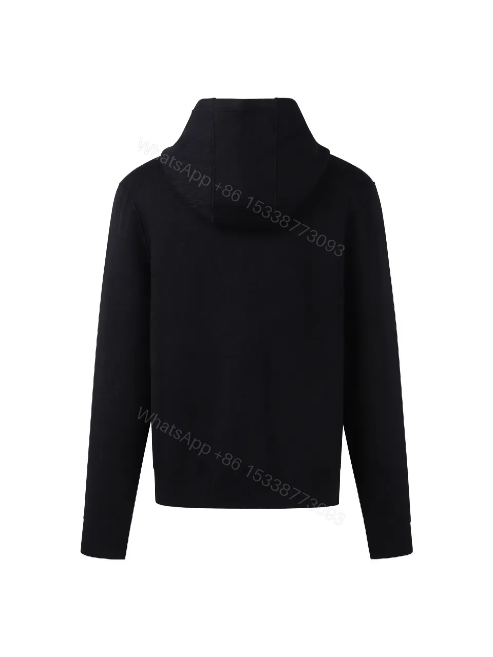 View 6 of Cozy Black Knit Zip Hoodie with Luxe Details