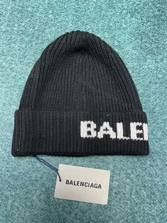 View 3 of Bold Knit Beanie Balenciaga Navy Logo Band Beanie
