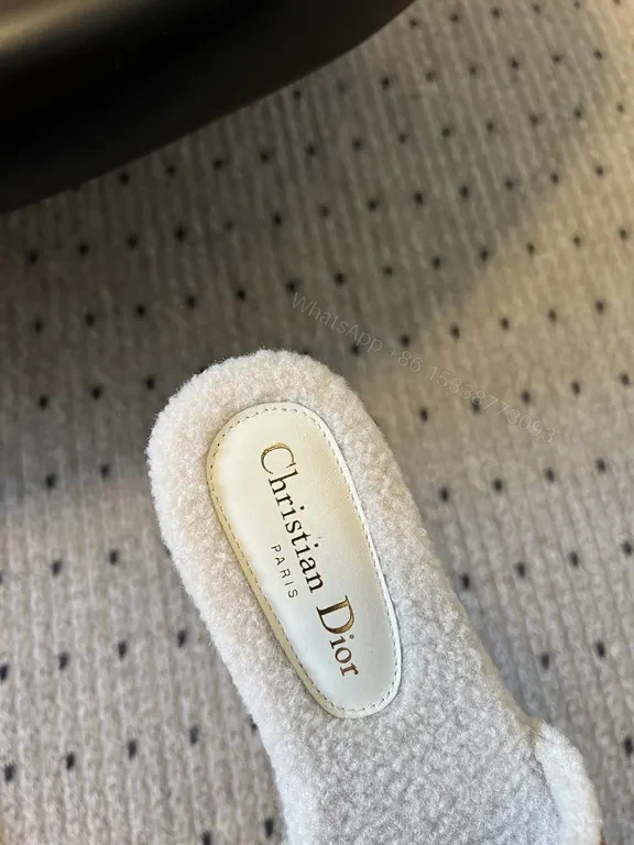 View 5 of Cozy Couture Plush Sliders with Leather Straps - Luxury House Sandals
