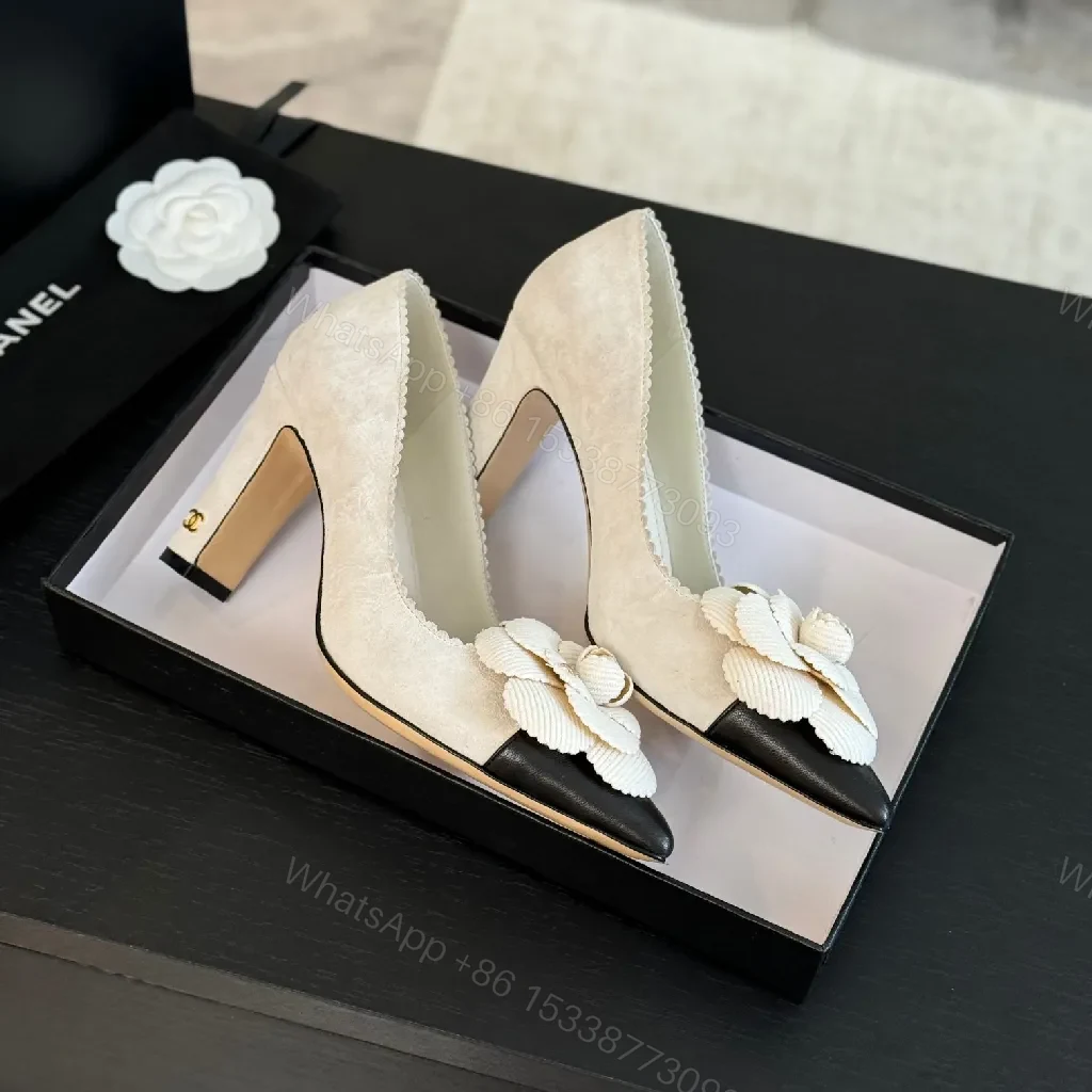 View 3 of Chanel-Influenced Floral Pump: Ultra-Feminine Elegance in Ivory