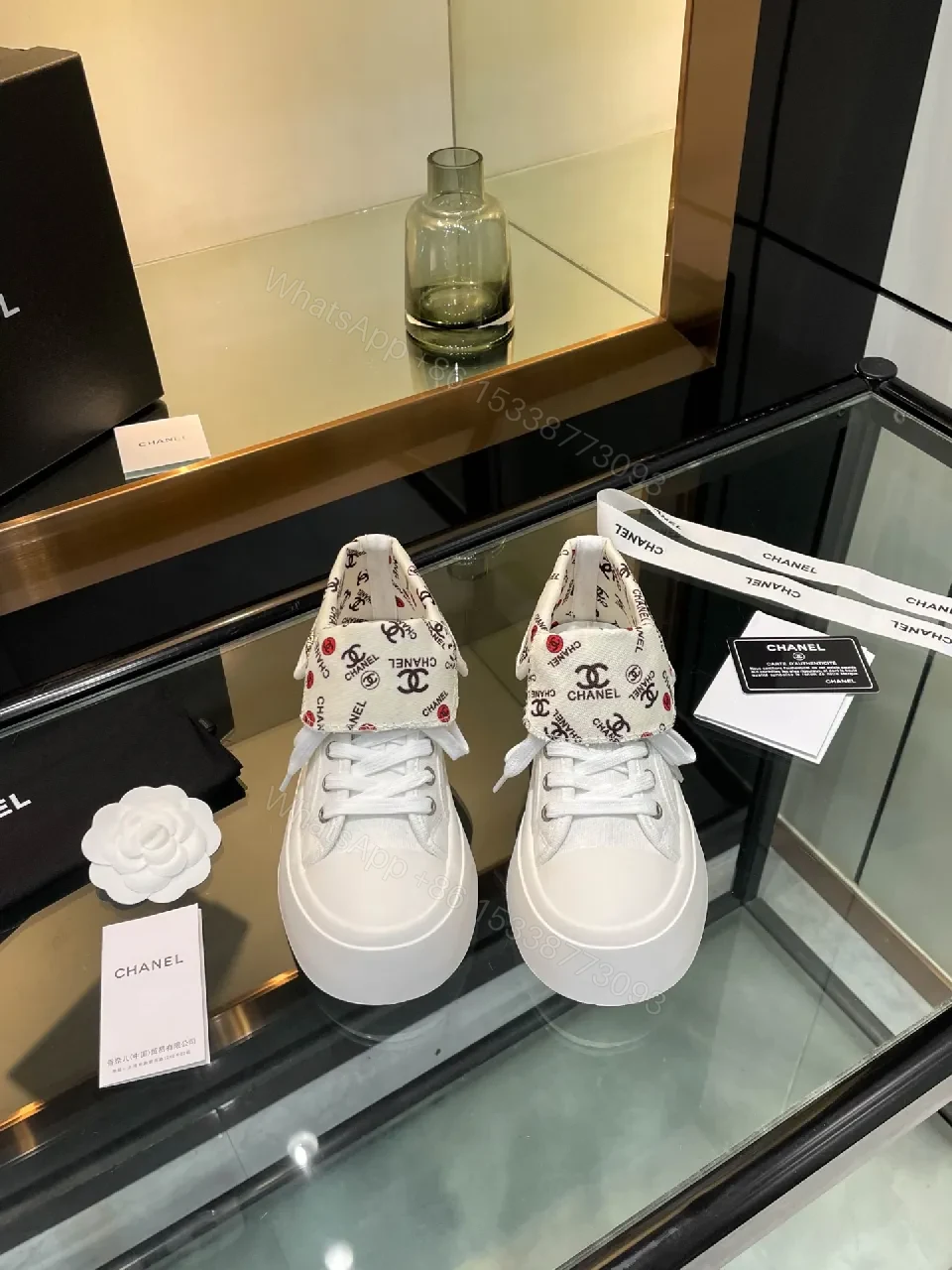 View 6 of White + Leather + High-Top + Signature Cuff Print + Sneakers
