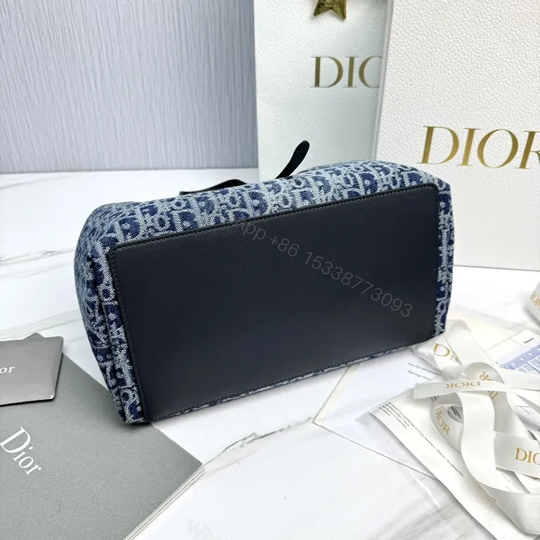 View 5 of Dior-Style Denim Monogram Handbag: Luxe Everyday Essential