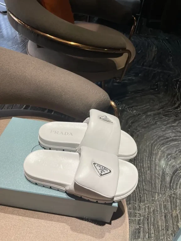 View 4 of Prada White Leather Slide: Minimal Luxury Comfort