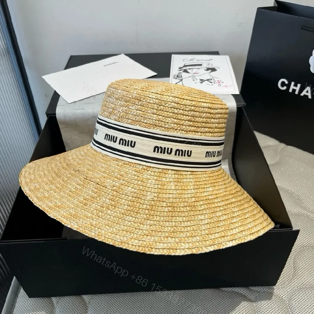 View 4 of Straw Sunhat + Beige Straw + Classic + Subtle Logo Detail + Hat