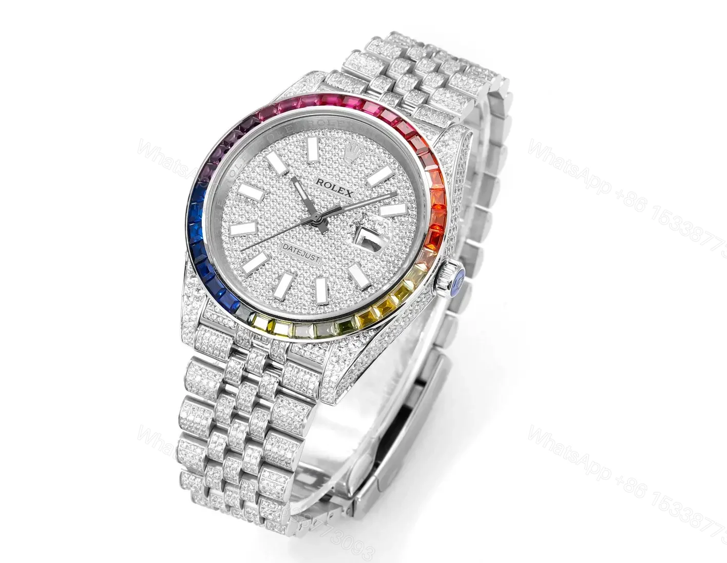 View 2 of Best Rolex Datejust Rainbow 41 replica 41MM Pavé Dial Silver Jubilee Bracelet Edition RG-DATEJUST41-RAINBOW-PAVE-SILVER-JUBILEE