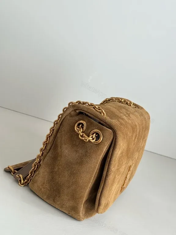 View 7 of Soft Suede Quilted Shoulder Bag Gold Chain â€” Everyday Luxe Bag