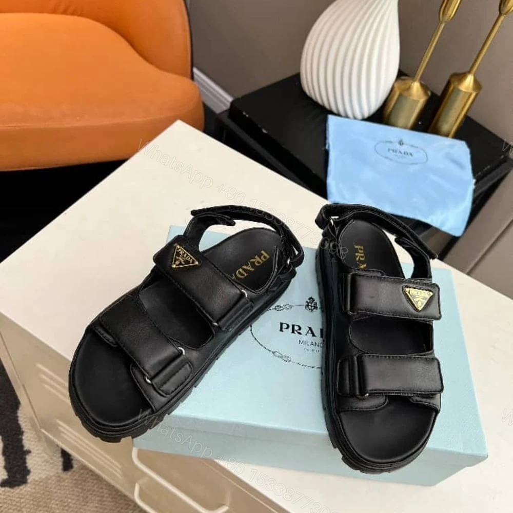 View 3 of PRADA FLAT NAPPA LEATHER SANDALS BLACK 1X416N 038 F0002 F 020