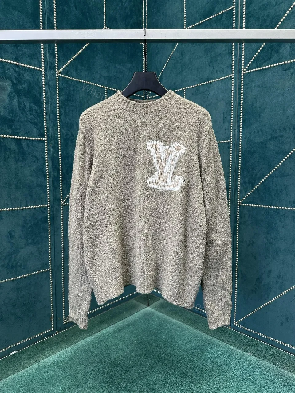 Cozy Boucle Knit Luxury Monogram Sweatshirt with Subtle Shine — view 1