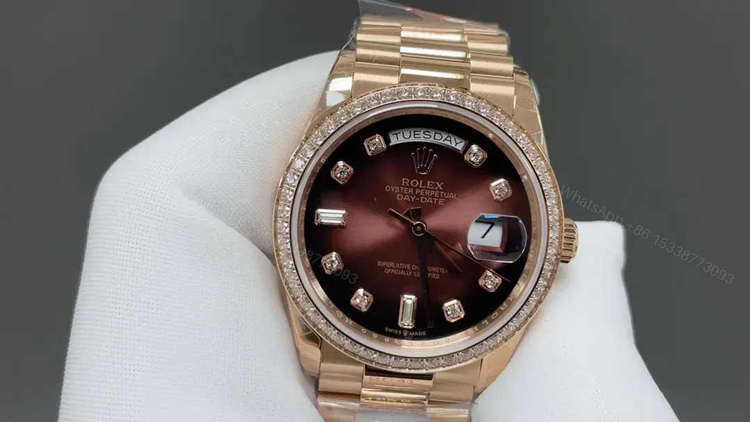 View 3 of Rolex Day-Date 36 Everose Gold Diamond Brown Ombré-Diamond President 128345RBR-0040