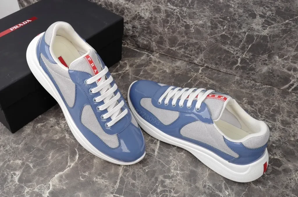 View 4 of Blue-Tone Prada-Inspired Low-Top Sneakers: Everyday Luxury Comfort
