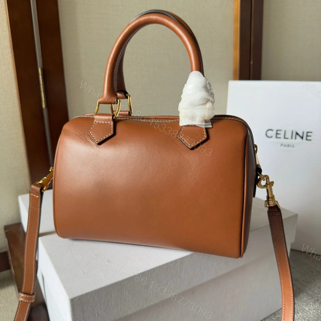 View 4 of CELINE SMALL BOSTON BAG IN SMOOTH CALFSKIN WITH CUIR TRIOMPHE BROWN