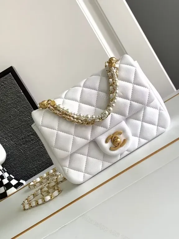 Chic Quilted Flap Bag with Gold Chain Strap — view 1