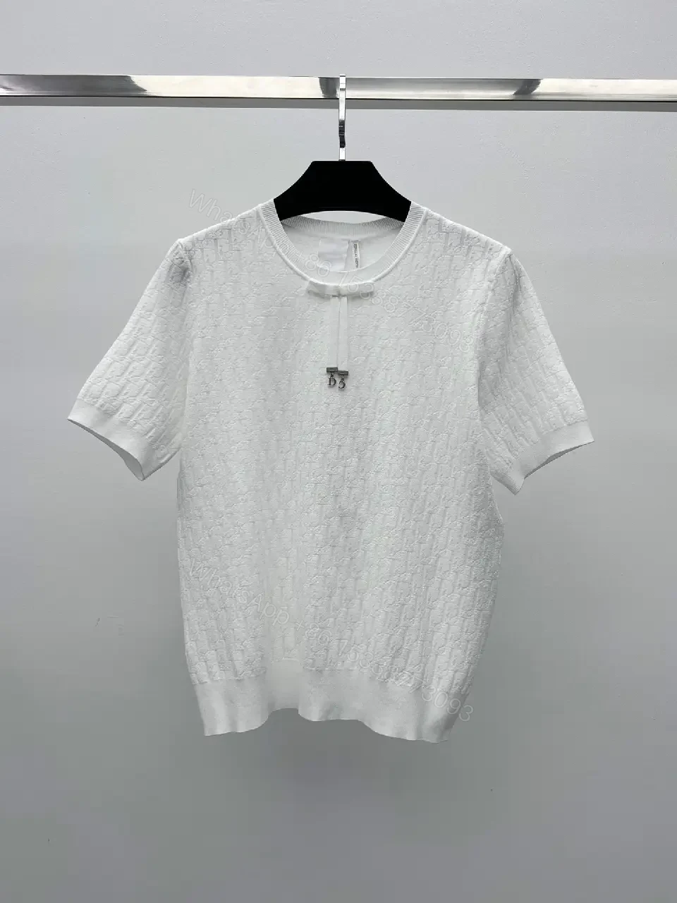 View 7 of Off-White Knit Top with Textured Cable Detail