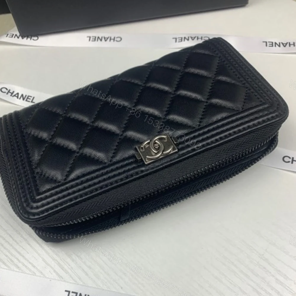 View 2 of Chanel Boy Long Zipped Wallet Black 19.4Cm
