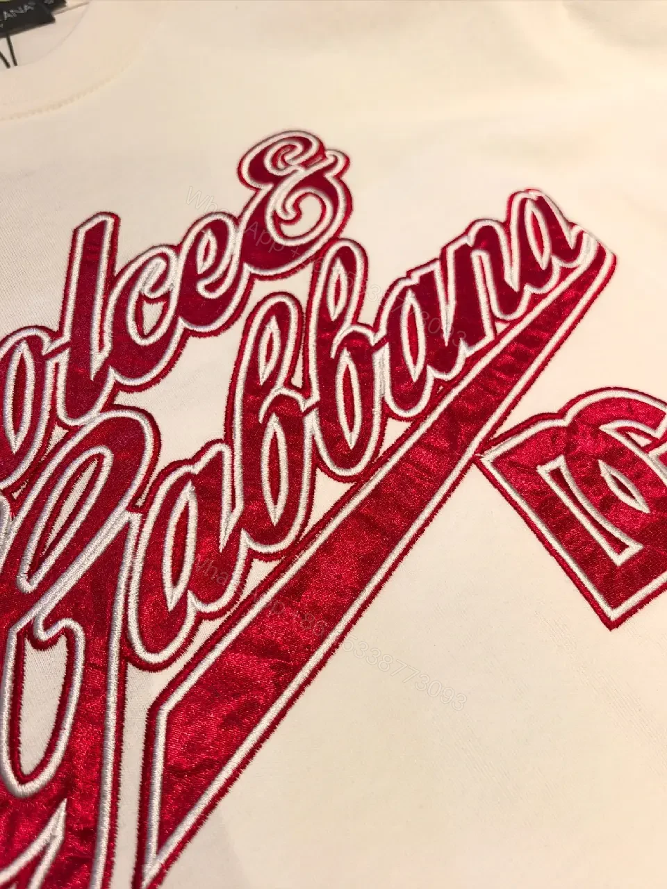 View 2 of White Cotton Graphic Tee - Bold Script Logo, Luxury Streetwear