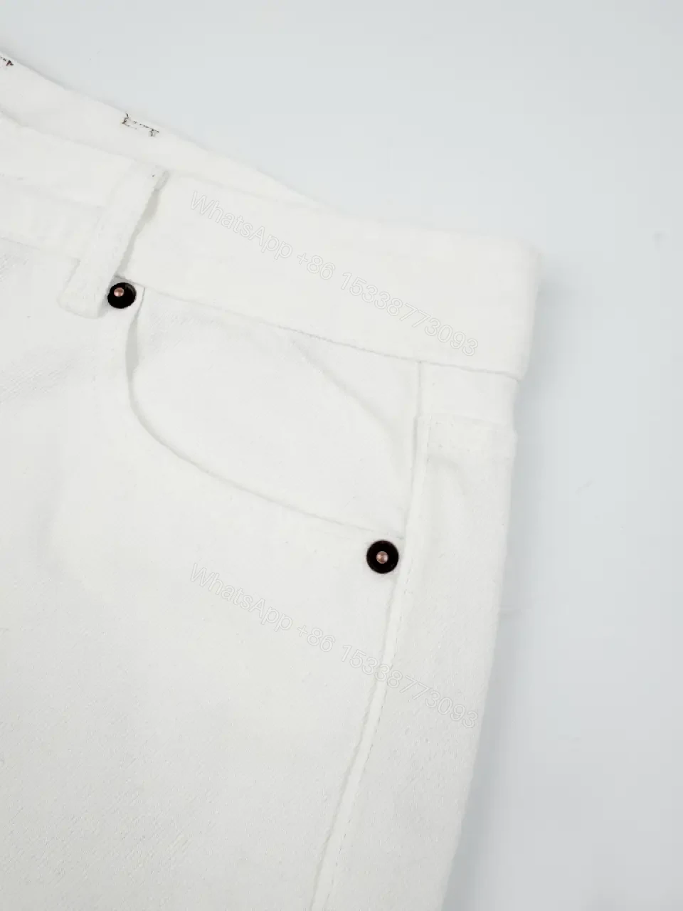 View 10 of Off-White Cream Wide-Leg High-Waist Pants with Metal Button Zip