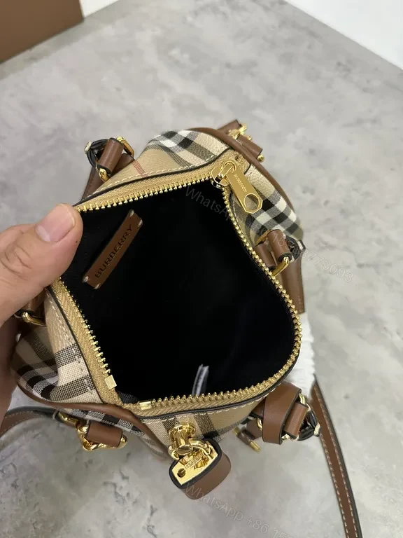 View 4 of Plaid Luxe Crossbody: Burberry-Inspired Leather Trim Bag