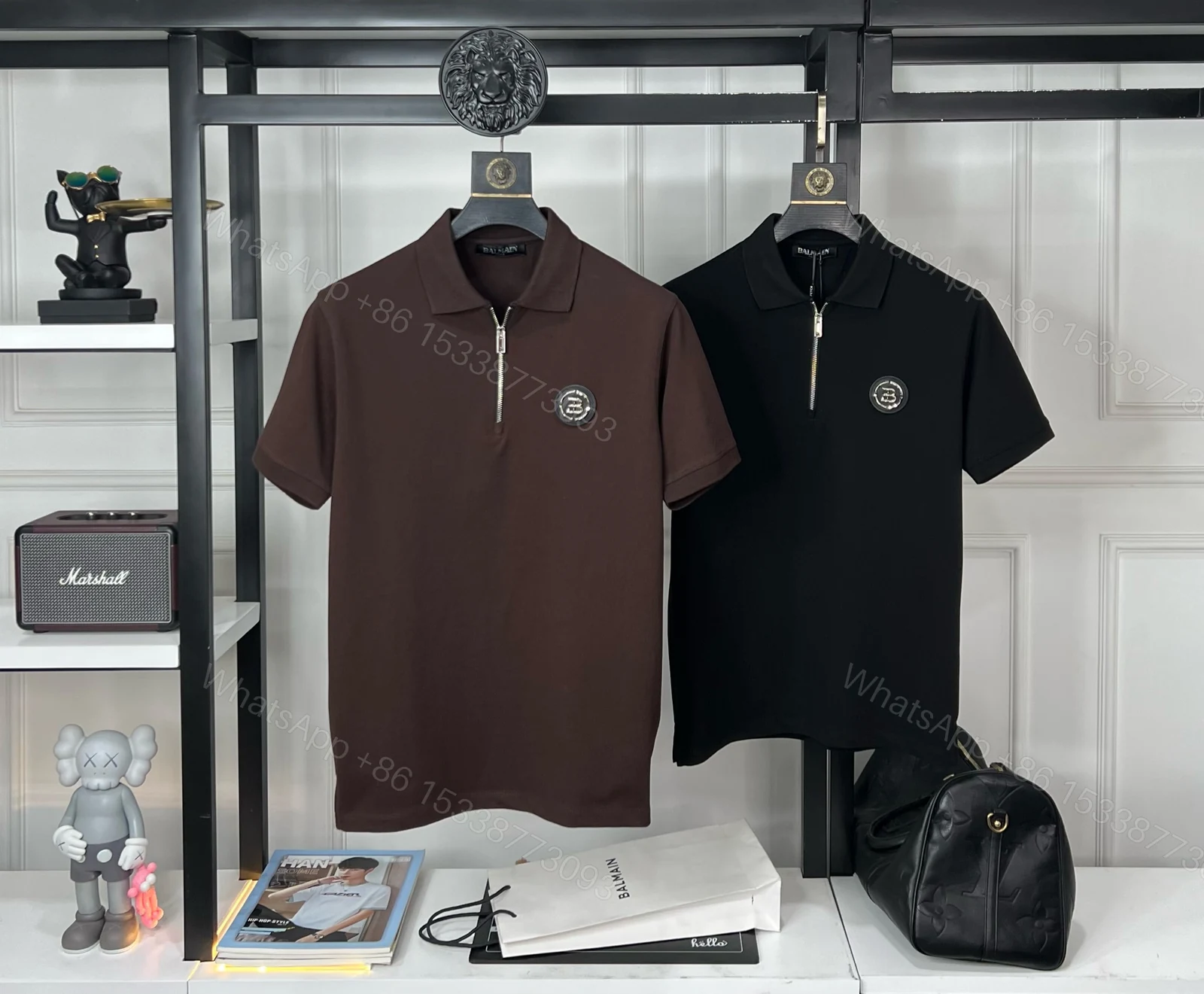 View 6 of First Copy BALMAIN Premium Zip Collar T-Shirt