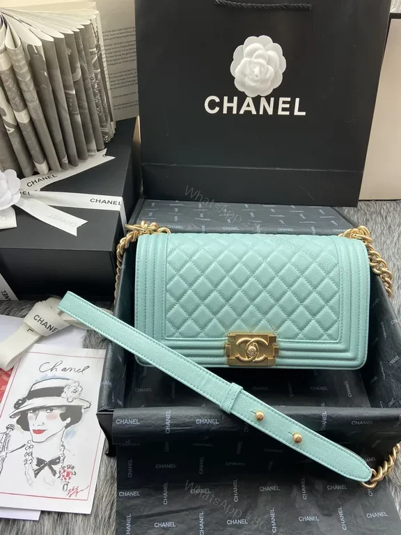View 2 of Pastel Turquoise Quilted Crossbody with Gold Hardware Bag