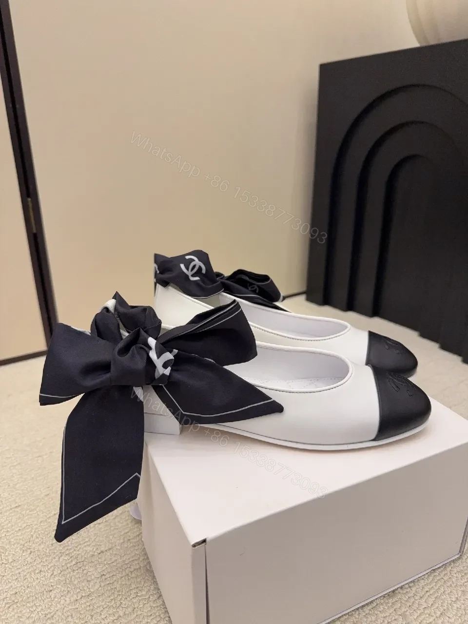 View 7 of Two-Tone Quilted Slingback with Gold Ring Strap Shoes