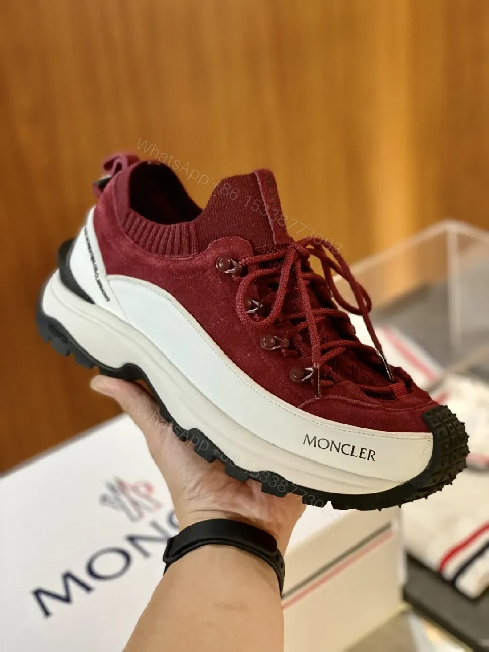 View 6 of Burgundy Suede Hiking-Inspired Sneakers with Comfort