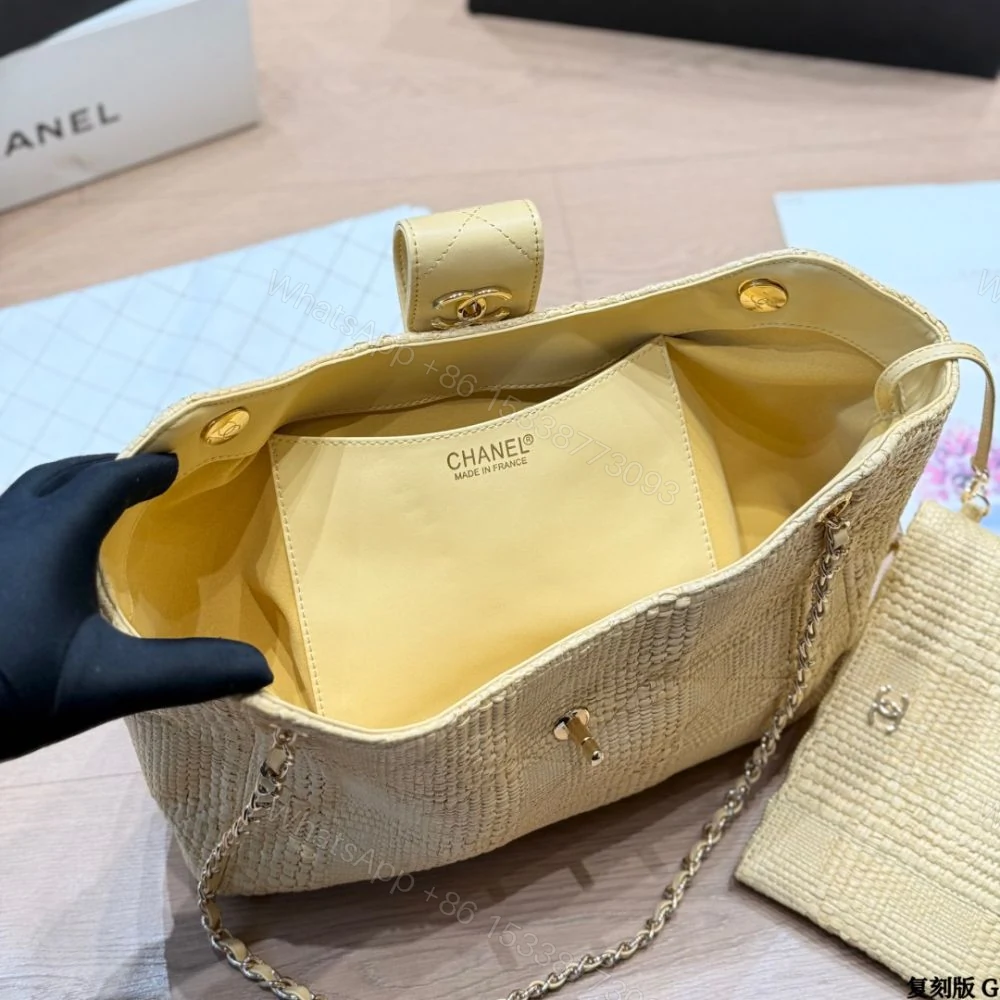 View 5 of Chanel Shopping Bag Braided Raffia Beige 26Cm