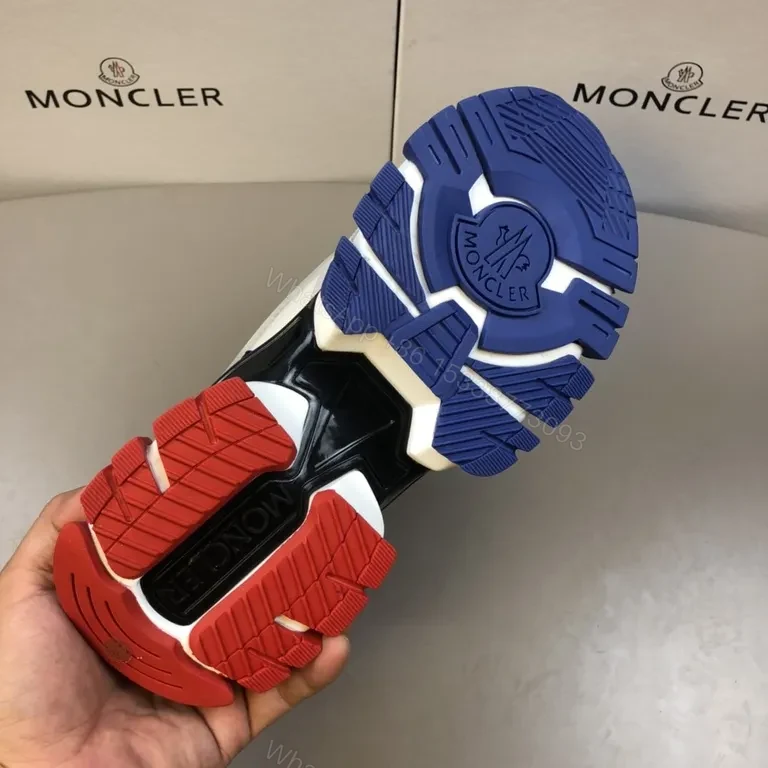 View 5 of Patterned Texture Moncler Sneakers: Navy-White-Red Luxury Casual Shoes
