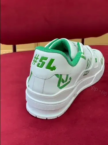 View 4 of LOUIS VUITTON TRAINER LOW-TOP SNEAKERS IN WHITE AND GREEN – LSVT387