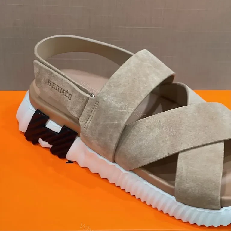 View 6 of Beige Suede Platform Sandals â€“ Geometric Sole, Modern Edge