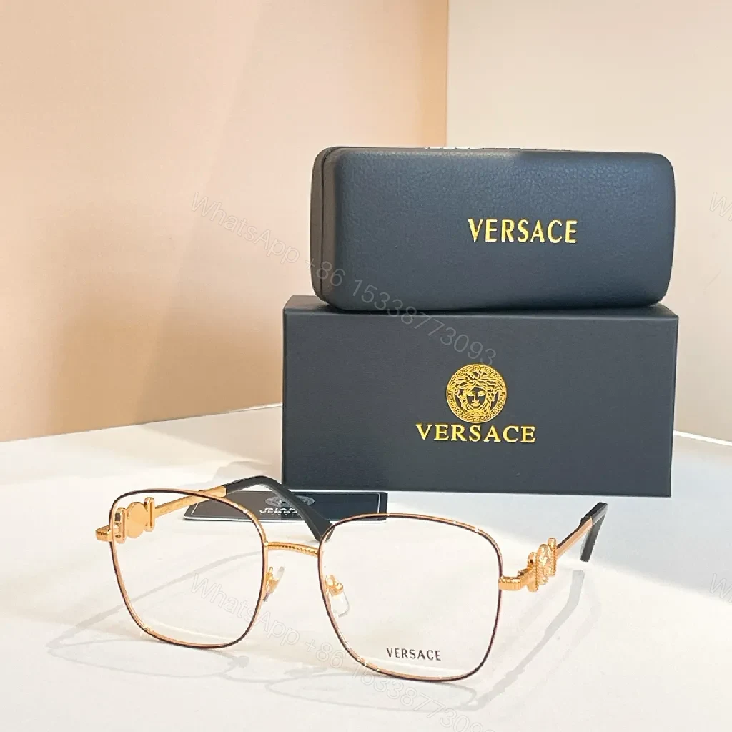 View 4 of Rose-Gold Designer Eyewear with Medusa Detailing Eyeglasses