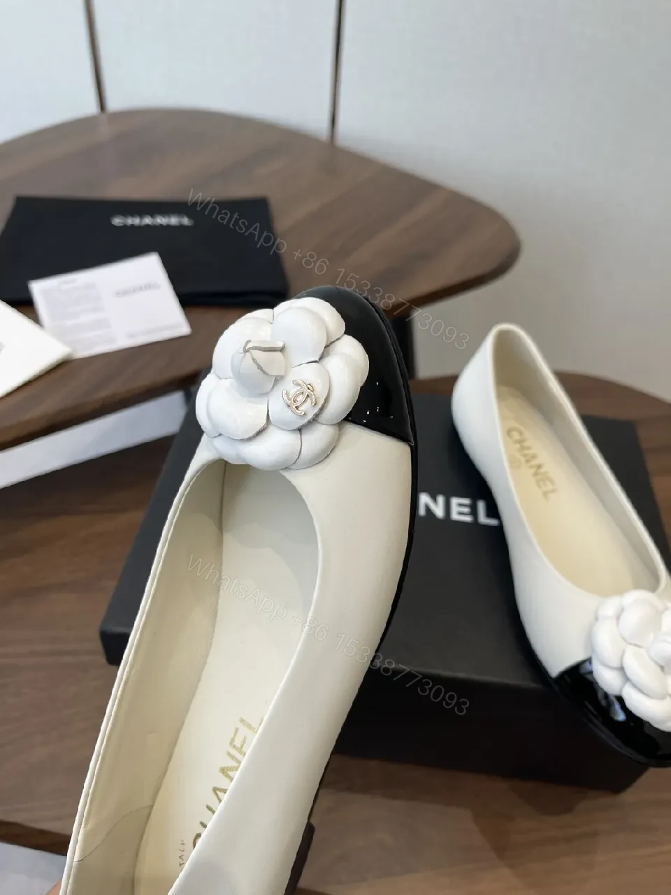 View 2 of Elegant Camellia Two-Tone Flat Shoes with Comfort